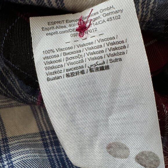 EUC Esprit Red, White, Black & Blue Plaid Button Down Shirt Sz 10 - Picture 3 of 4